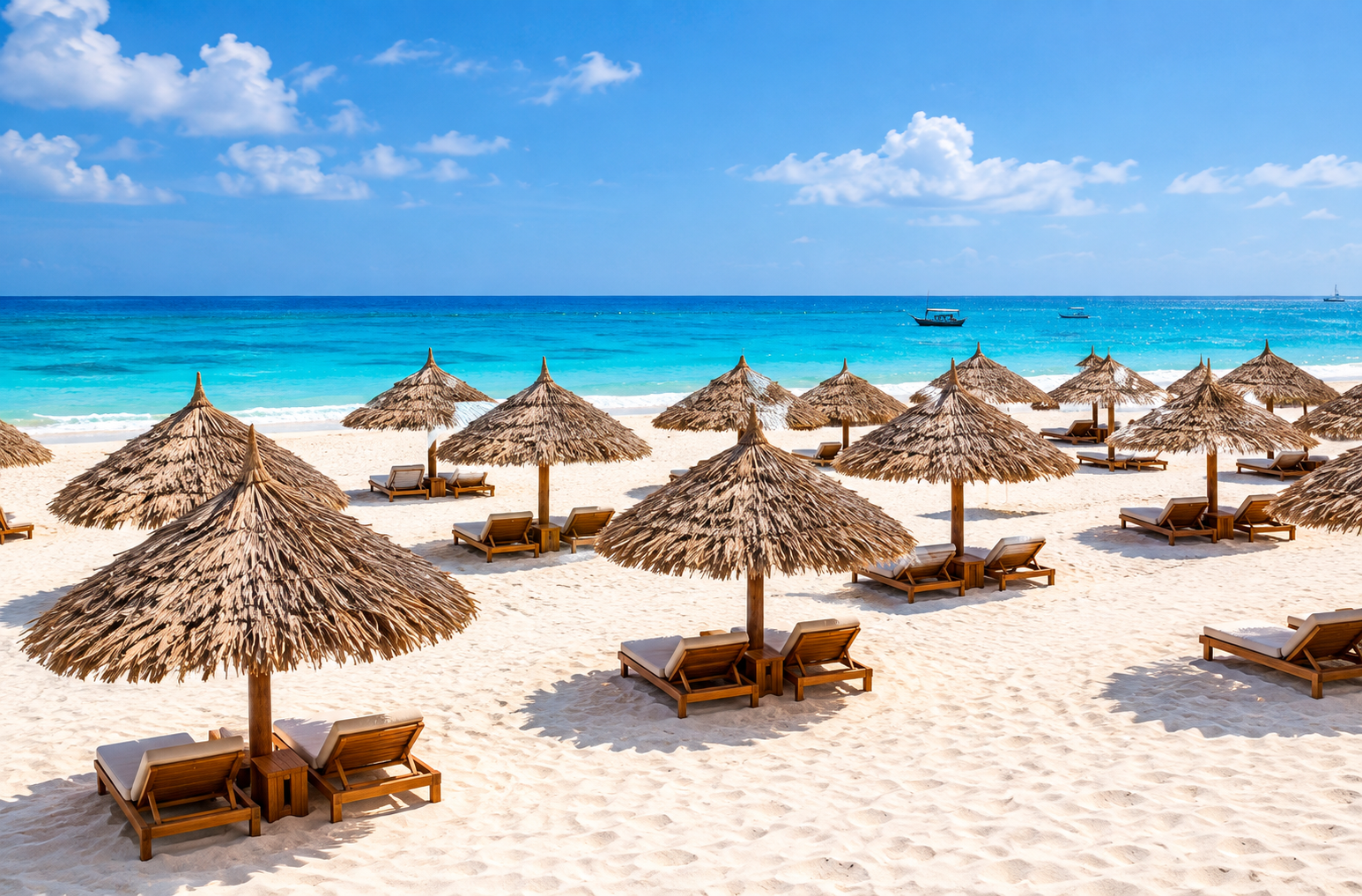 Zanzibar makuti beach umbrella with traditional palm-thatch canopy in a coastal outdoor setting.