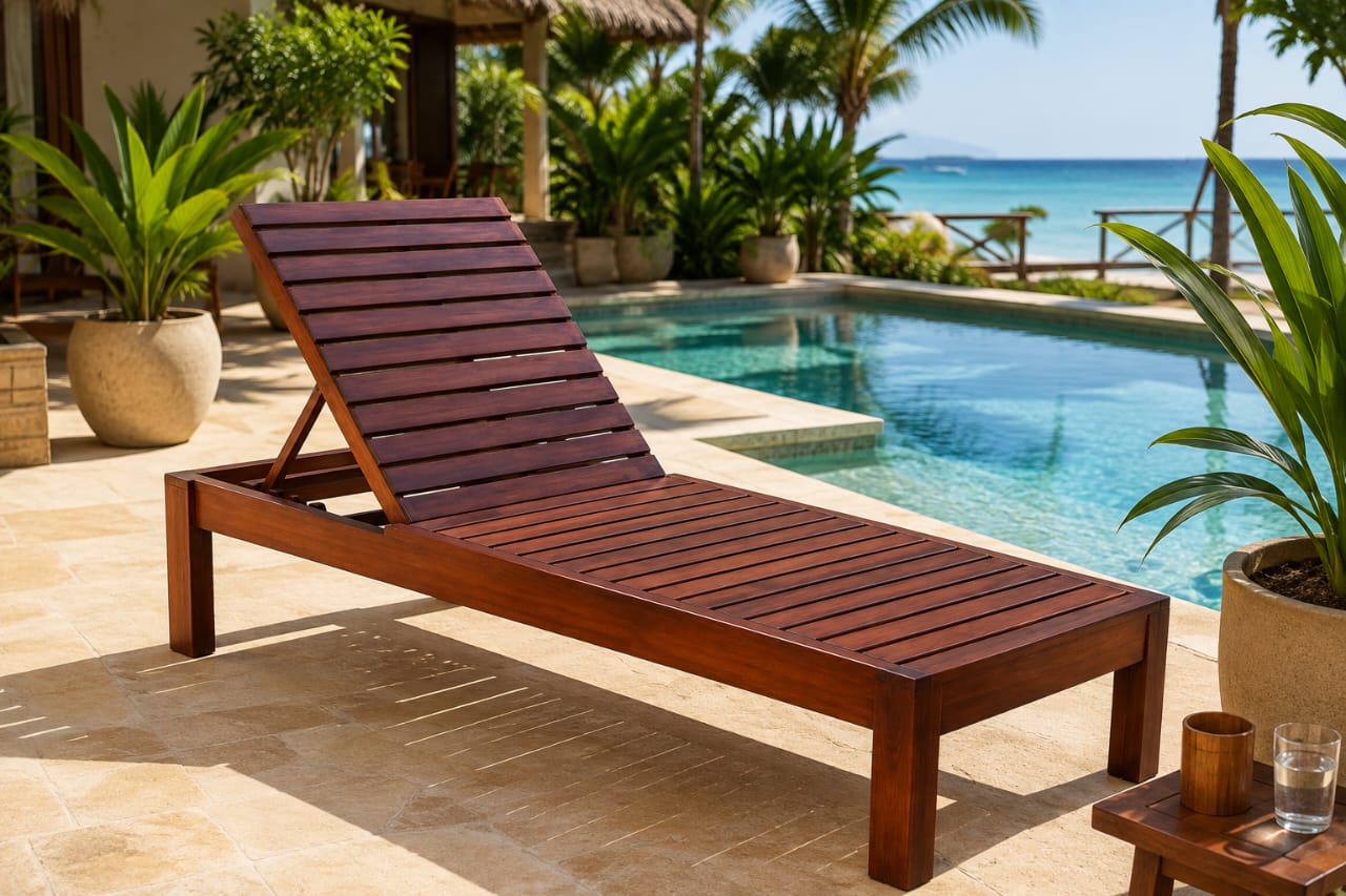 Zanzibar wooden sun lounger handcrafted by ZanduriFurniture