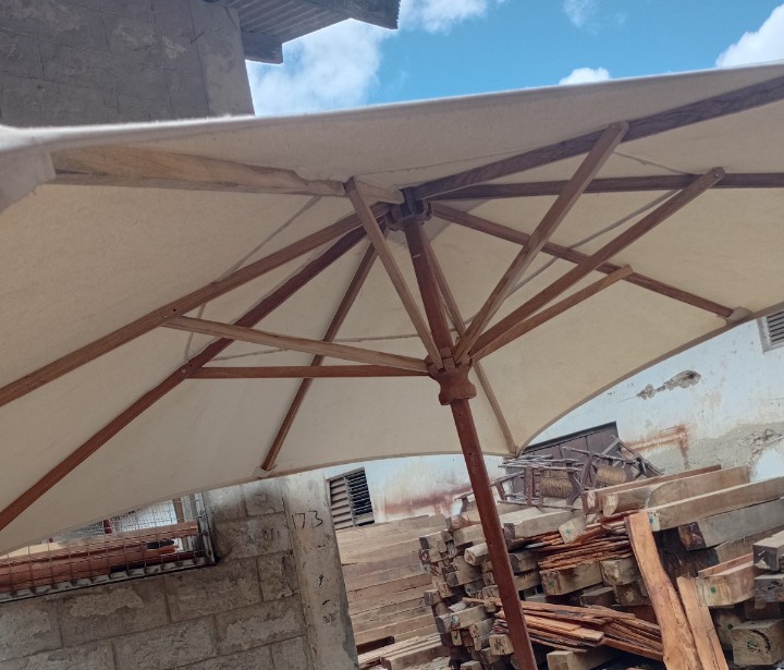 Wooden parasol design for a Zanzibar resort